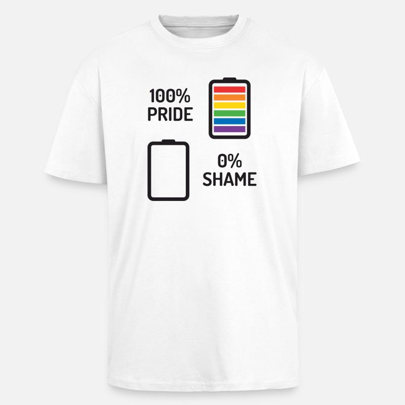 Pride Month - 100% Pride, 0% Shame - Unisex Oversized Heavyweight T-shirt - white