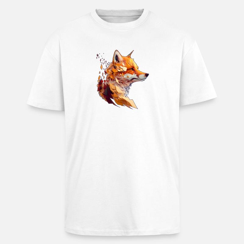 Polygon Fox Design, Pretty Fox - Unisex Oversized Heavyweight T-shirt - white
