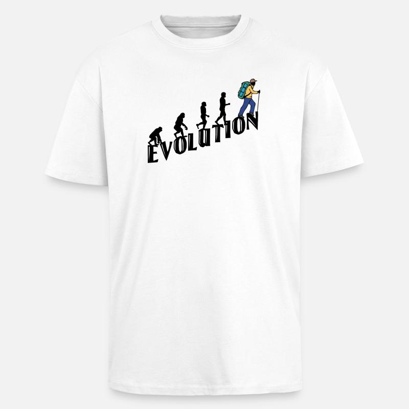 Wandern Evolution Wanderer Wanderung Klettern - Oversized Heavyweight Unisex T-Shirt - Weiß