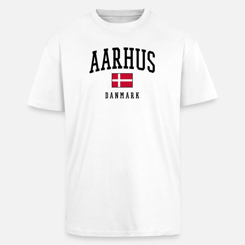AARHUS DANMARK – Dänemark Flagge Design - Oversized Heavyweight Unisex T-Shirt - Weiß