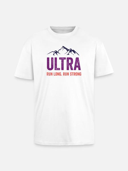 Ultra Running - Run Long. Run Strong. - Unisex Oversized Heavyweight T-shirt - white