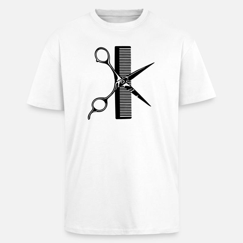 Peigne à ciseaux - T-shirt unisexe oversize épais - blanc