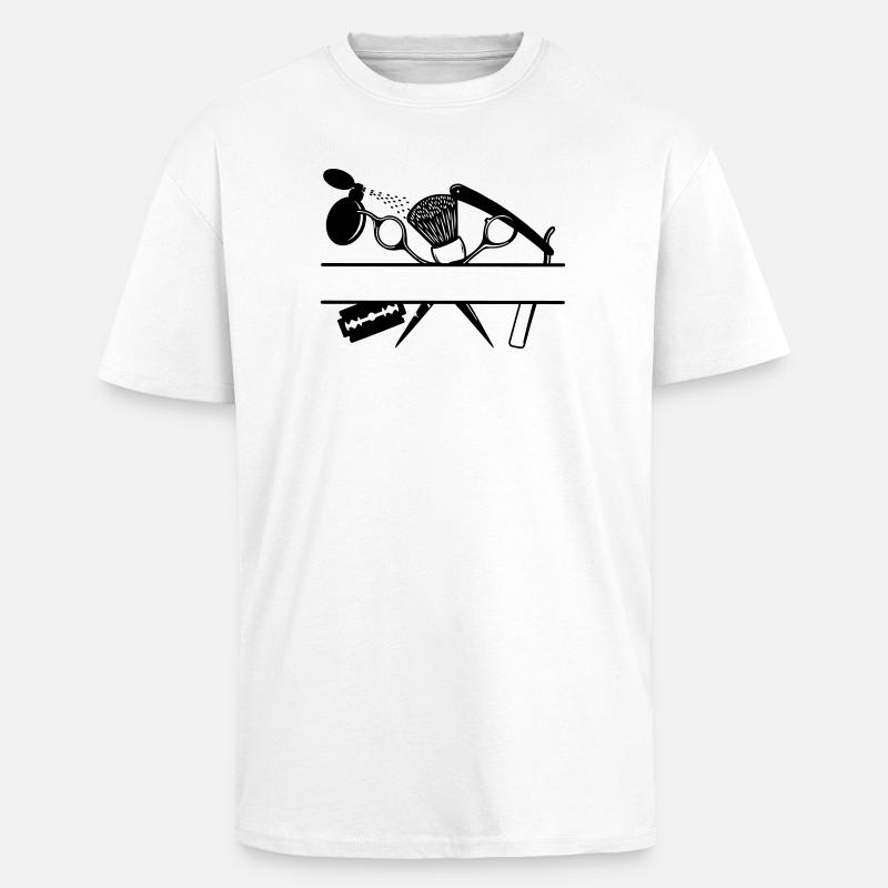 Bannière de texte d’attributs de coiffeurs - T-shirt unisexe oversize épais - blanc