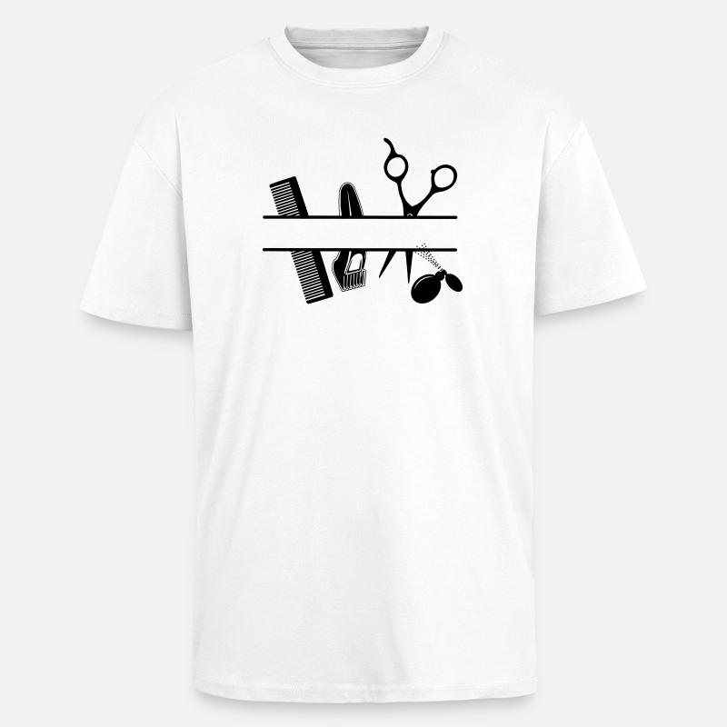 Bannière de texte d’attributs de coiffeurs - T-shirt unisexe oversize épais - blanc