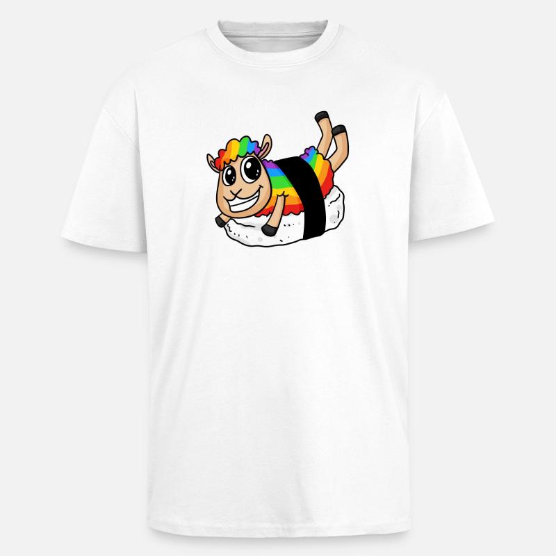 Regenbogen Sushi Schaf - Oversized Heavyweight Unisex T-Shirt - Weiß