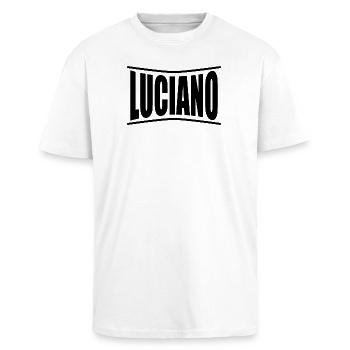 t-shirt name Luciano t-shirt gift idea - Unisex Oversized Heavyweight T-shirt - white - Front - Alina (178cm) & Michal (187cm)