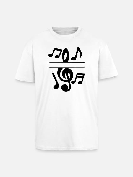 Music notes and key text banner - Unisex Oversized Heavyweight T-shirt - white