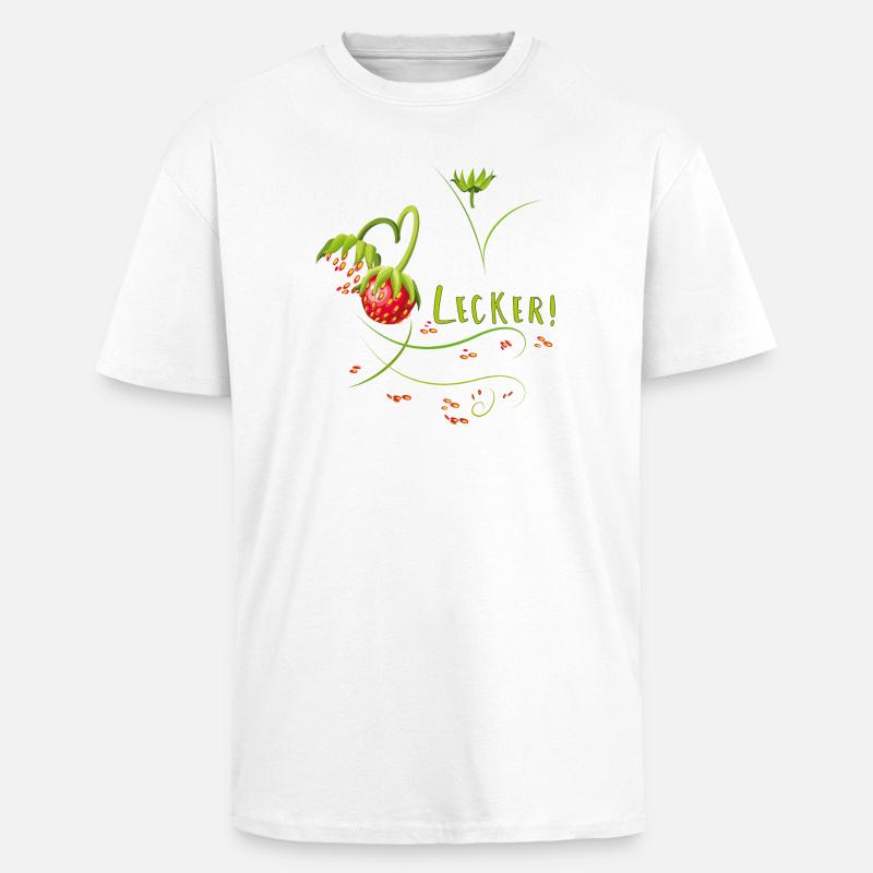 Erdbeerzeit, lecker, Erdbeere - Oversized Heavyweight Unisex T-Shirt - Weiß