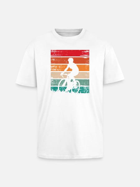Retro Sunset Cyclist - Unisex Oversized Heavyweight T-shirt - white