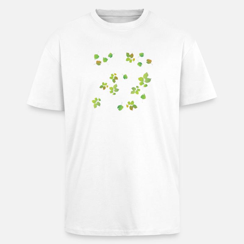 Spring Leaves Pattern - Unisex Oversized Heavyweight T-shirt - white