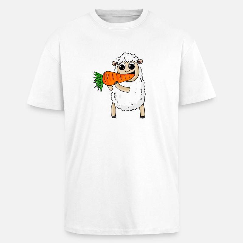 Sheep eats carrot - Unisex Oversized Heavyweight T-shirt - white