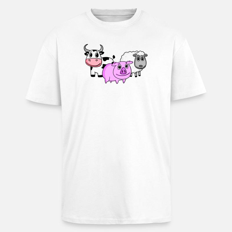 Animaux mignons - T-shirt unisexe oversize épais - blanc