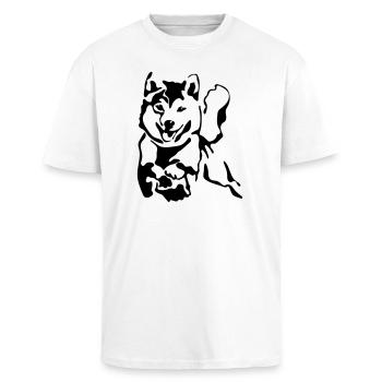 Shiba Inu - T-shirt unisexe oversize épais - blanc - Devant - Alina (178cm) & Michal (187cm)