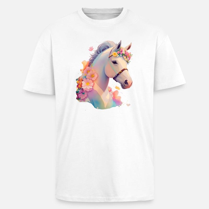 Blütenpferdchen - Oversized Heavyweight Unisex T-Shirt - Weiß