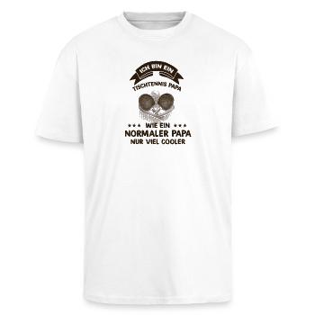 Ich bin ein Tischtennis Papa - Oversized Heavyweight Unisex T-Shirt - Weiß - Vorne - Alina (178cm) & Michal (187cm)