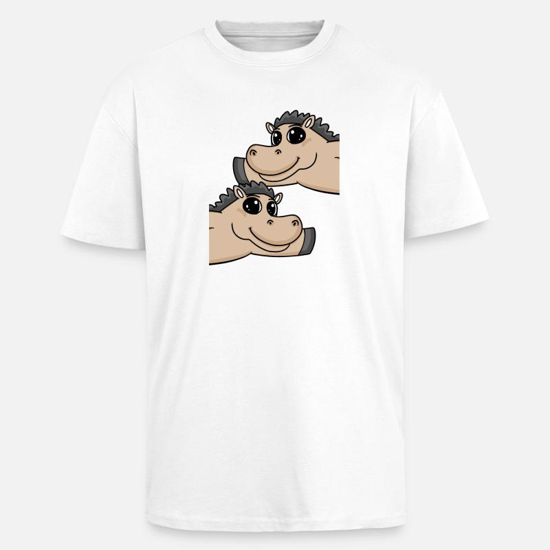 Chevaux à cheval - T-shirt unisexe oversize épais - blanc