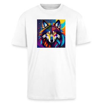 Wolf - Unisex Oversized Heavyweight T-shirt - white - Front - Alina (178cm) & Michal (187cm)