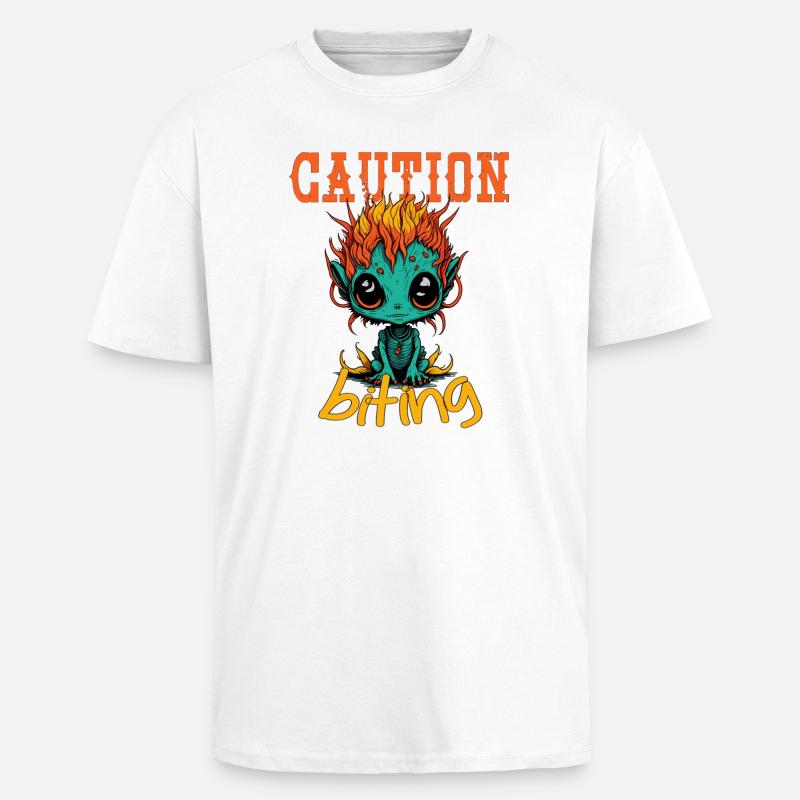 Caution snappy - Unisex Oversized Heavyweight T-shirt - white