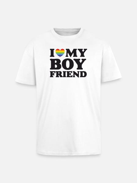 I Love My Boyfriend - LGBTQ - Unisex Oversized Heavyweight T-shirt - white