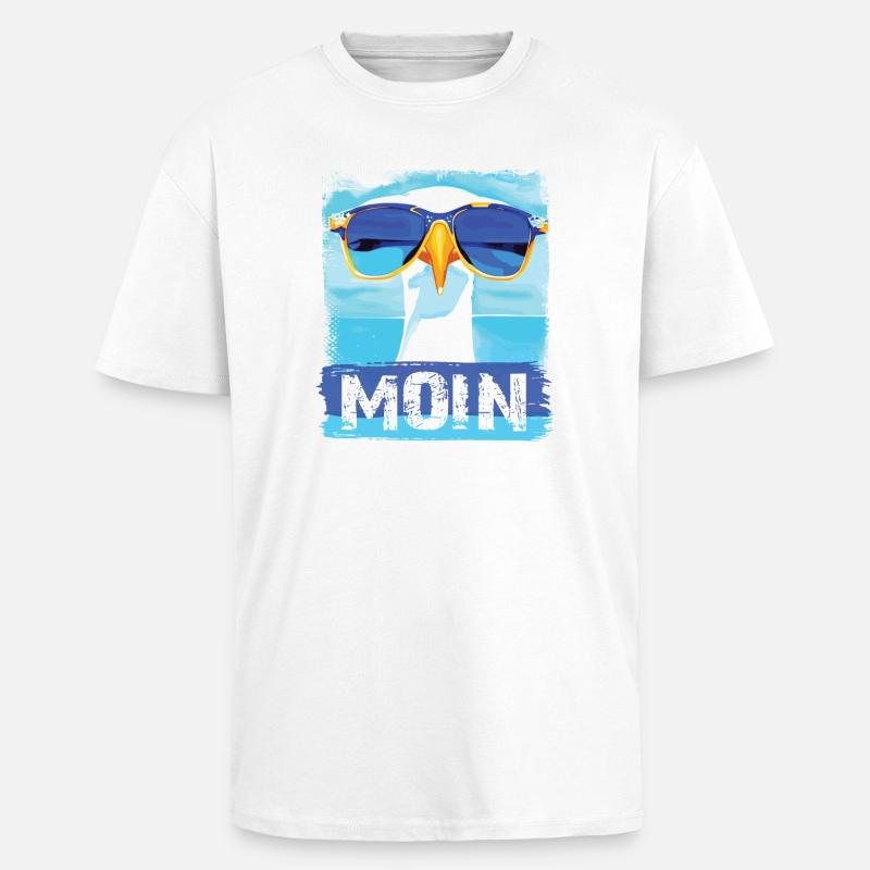Moin Möwe - blue white Möwen Collection - Oversized Heavyweight Unisex T-Shirt - Weiß