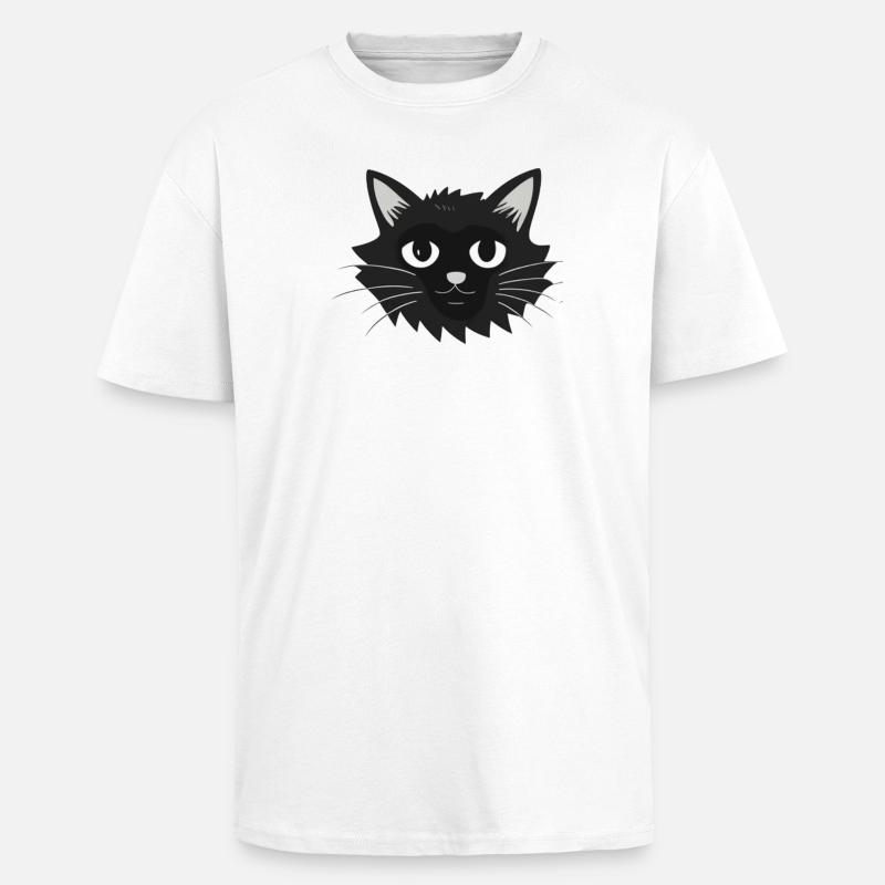 Visage de chat Katzengesicht - T-shirt unisexe oversize épais - blanc