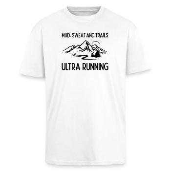 Ultra Running - Mud, Sweat and Trails - Unisex Oversized Heavyweight T-shirt - white - Front - Alina (178cm) & Michal (187cm)