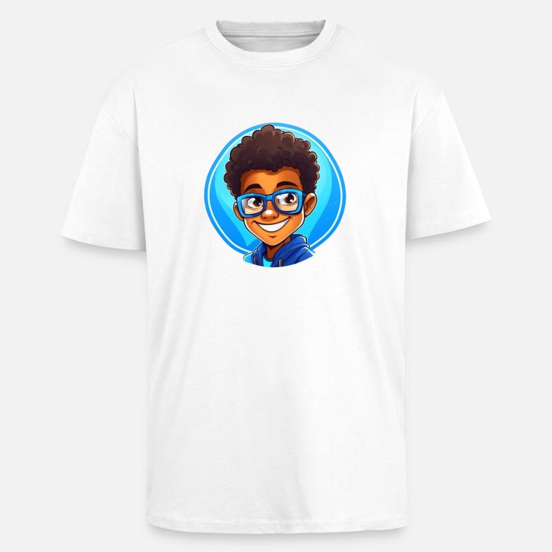 Lebhafter Kinderporträt mit Brille - Oversized Heavyweight Unisex T-Shirt - Weiß
