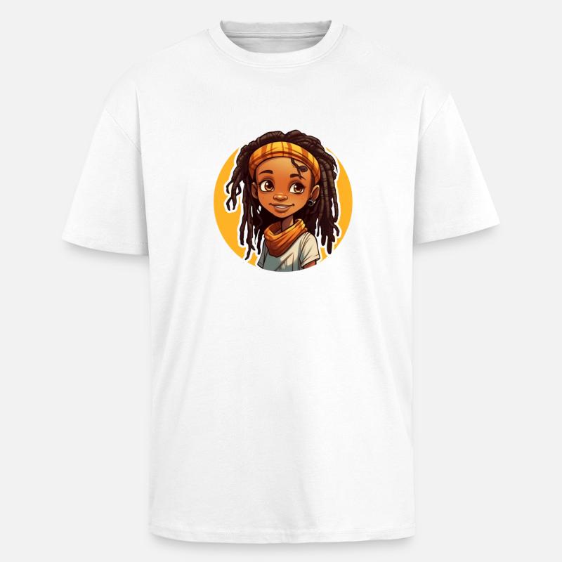 Lässiger Dreadlocks-Stil mit bunter Kopfbedeckung - Oversized Heavyweight Unisex T-Shirt - Weiß