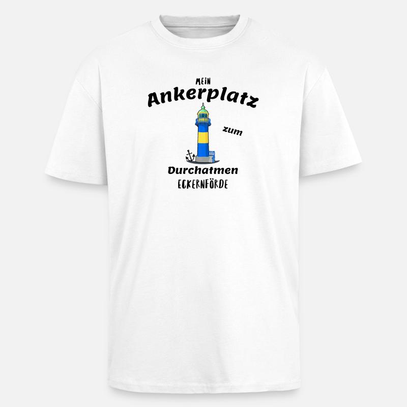 Alter Leuchtturm Eckernförde, Ankerplatz - Oversized Heavyweight Unisex T-Shirt - Weiß
