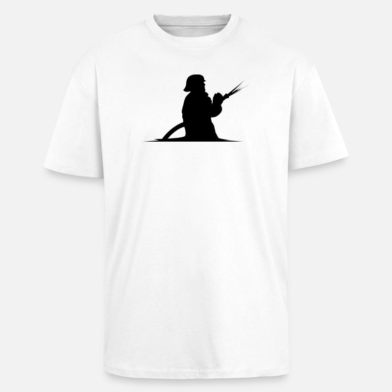 Firefighter Hose Fire Brigade Icon Graphic - Unisex Oversized Heavyweight T-shirt - white