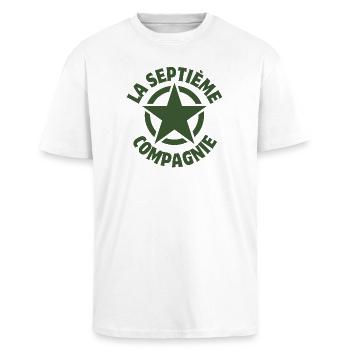 la septième compagnie, film culte, militaire - T-shirt unisexe oversize épais - blanc - Devant - Alina (178cm) & Michal (187cm)