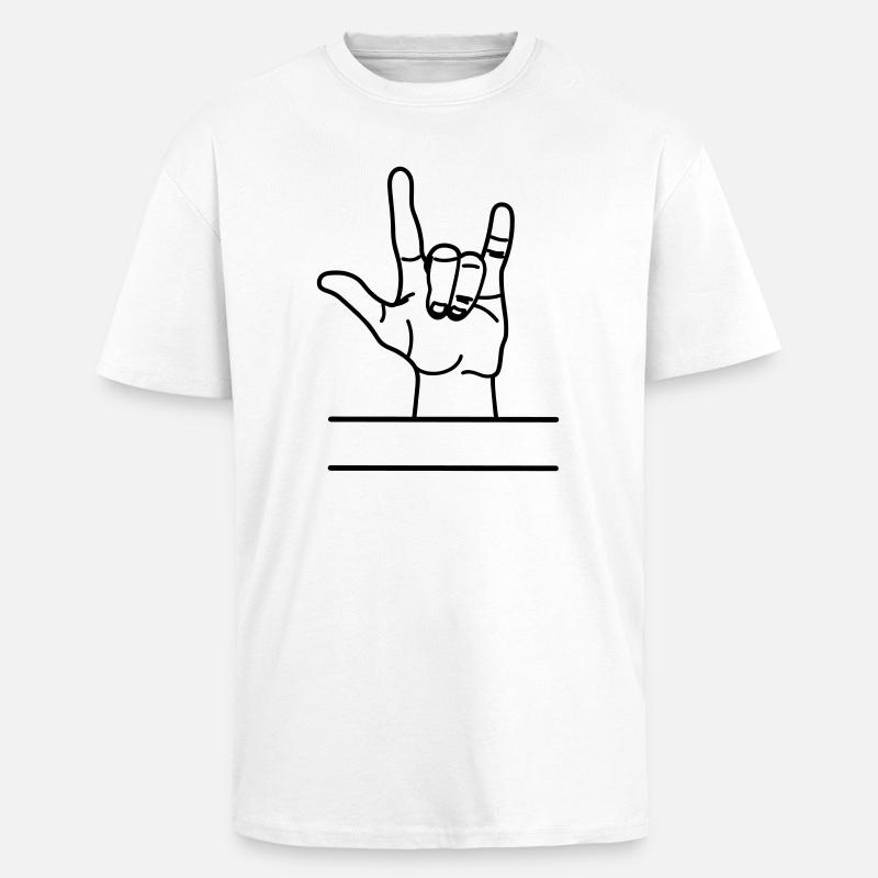 Hand gesture respect text space - Unisex Oversized Heavyweight T-shirt - white