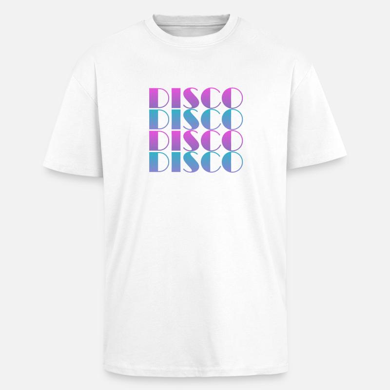Lebendiges Disco-Textmuster-Design - Oversized Heavyweight Unisex T-Shirt - Weiß