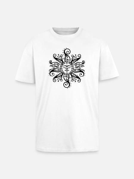 Sun Tribal Mehndi Mandala - Unisex Oversized Heavyweight T-shirt - white