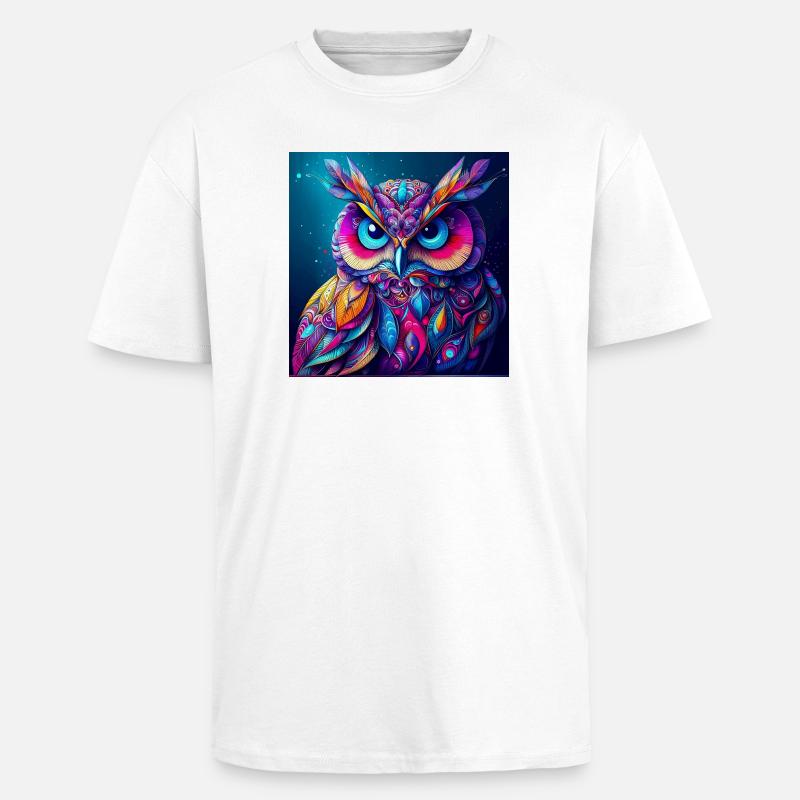 Eule - Oversized Heavyweight Unisex T-Shirt - Weiß