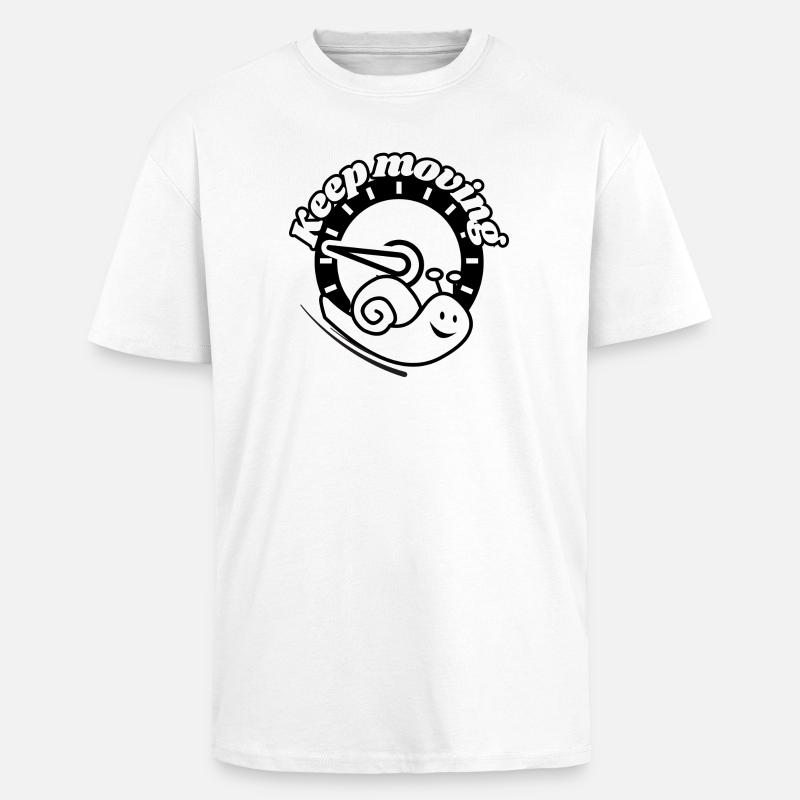 Langsam voran: Schnecke Motiv - Oversized Heavyweight Unisex T-Shirt - Weiß