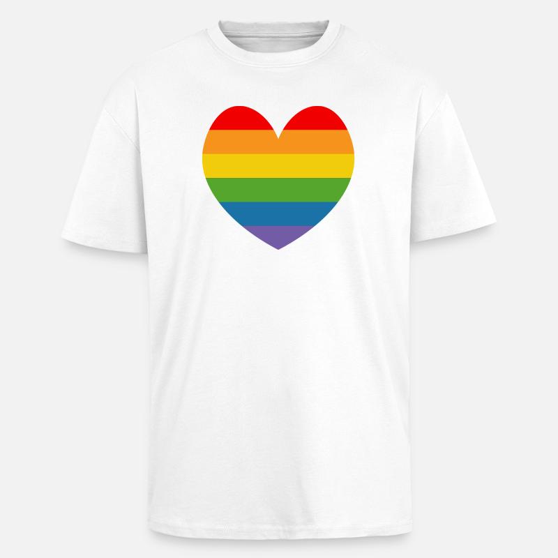LGBT CSD TShirt Regenbogen HERZ - Oversized Heavyweight Unisex T-Shirt - Weiß