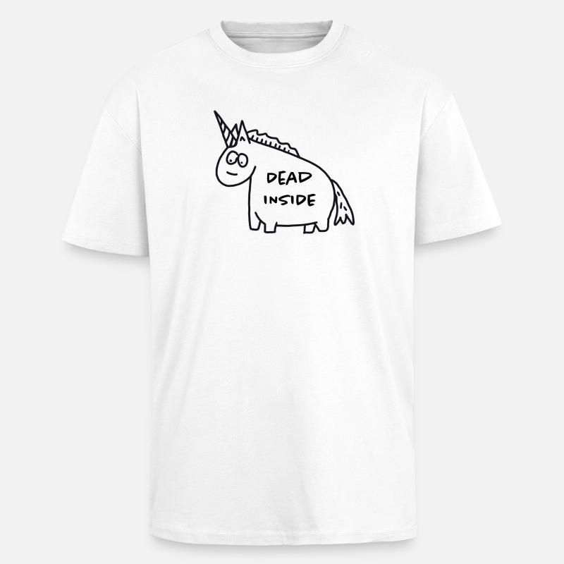 Einhorn - Dead Inside - Oversized Heavyweight Unisex T-Shirt - Weiß