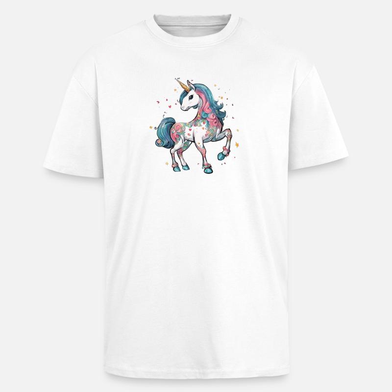 Einhorn - Oversized Heavyweight Unisex T-Shirt - Weiß