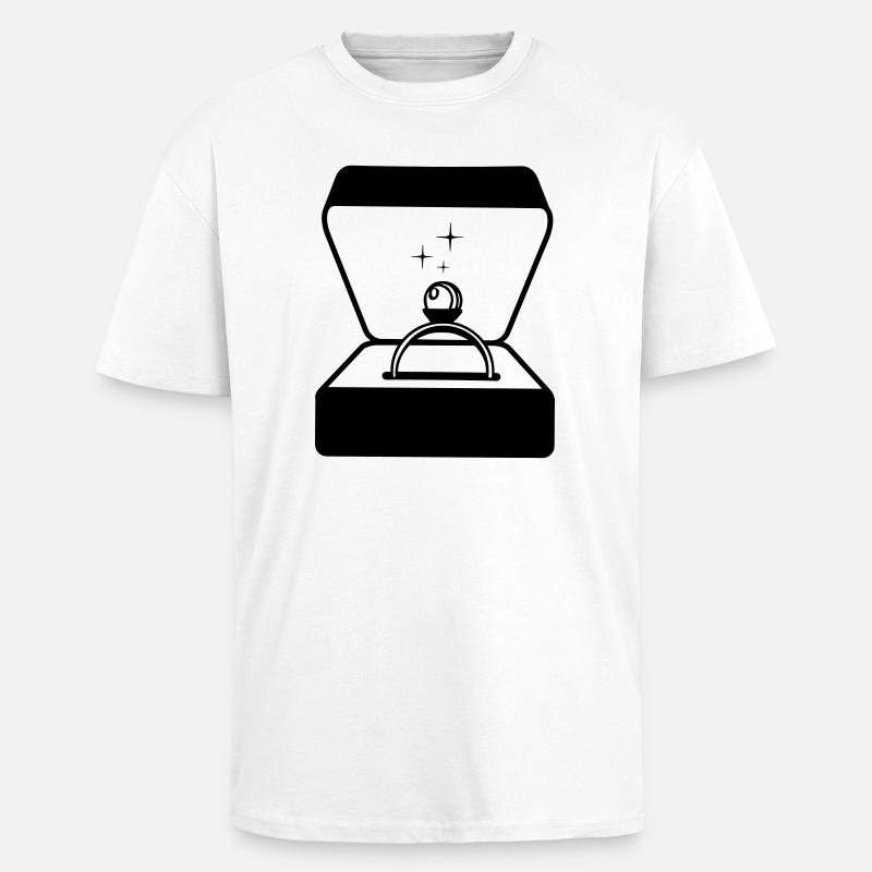 Ring mit Perle in Box - Oversized Heavyweight Unisex T-Shirt - Weiß