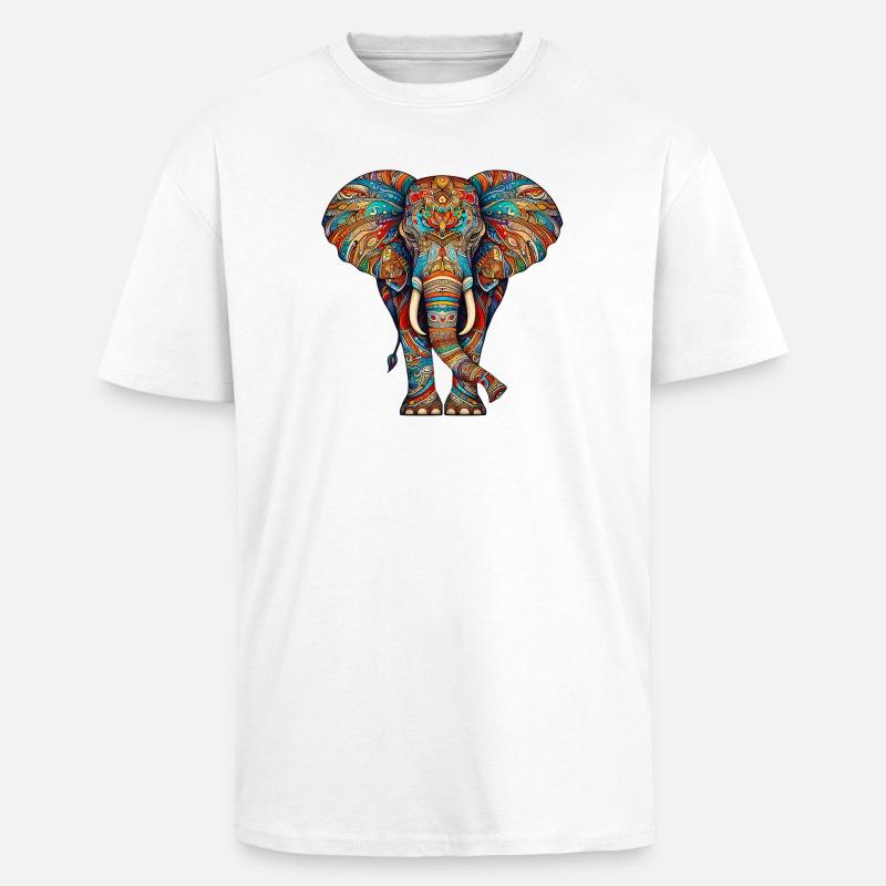 Elefant - Oversized Heavyweight Unisex T-Shirt - Weiß