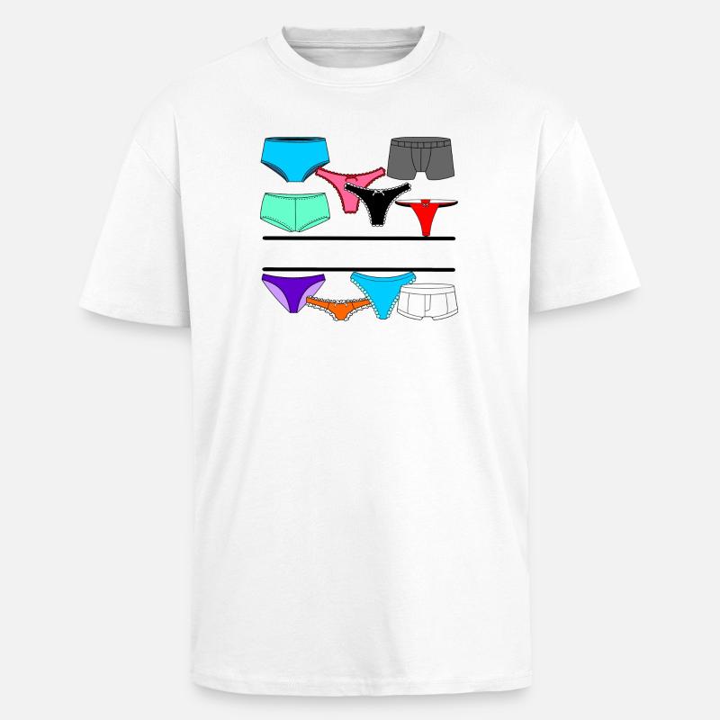 Dessous-Logo mit Slip und Unterhose - Oversized Heavyweight Unisex T-Shirt - Weiß