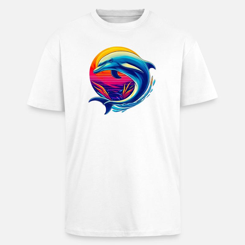 Dauphin - T-shirt unisexe oversize épais - blanc