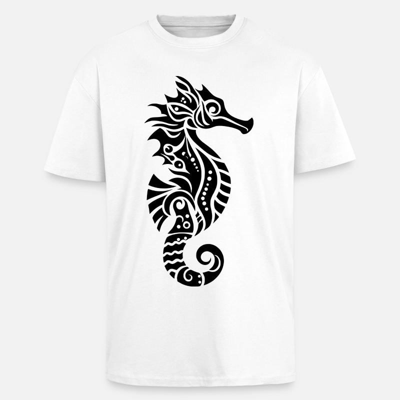 Stammes-Seepferdchen - Oversized Heavyweight Unisex T-Shirt - Weiß