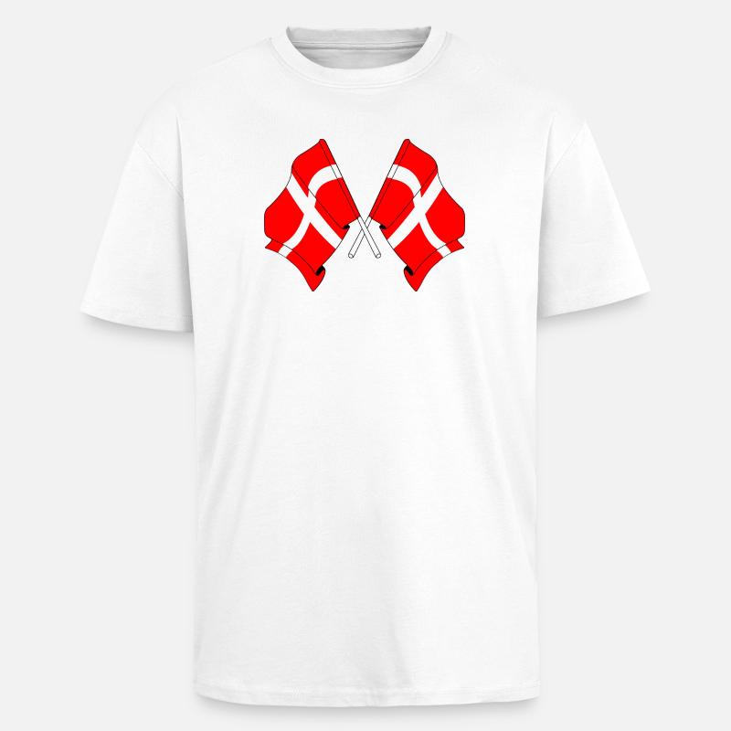 Deux drapeaux Danemark - T-shirt unisexe oversize épais - blanc