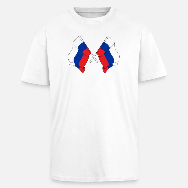Deux drapeaux Russie - T-shirt unisexe oversize épais - blanc