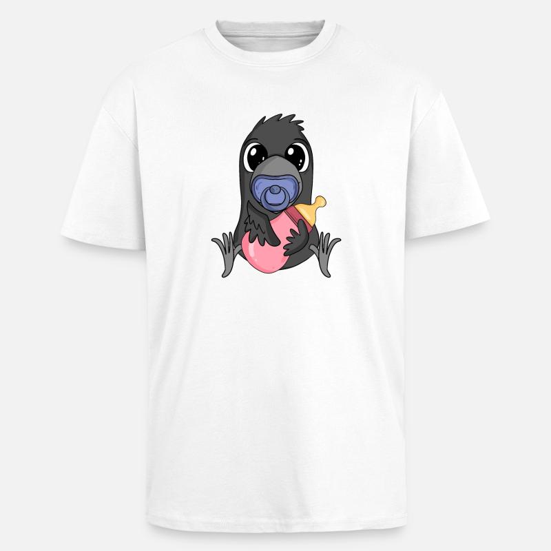 Bébé corbeau - T-shirt unisexe oversize épais - blanc