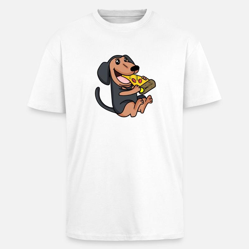 Coonhound Hund Pizza - Oversized Heavyweight Unisex T-Shirt - Weiß