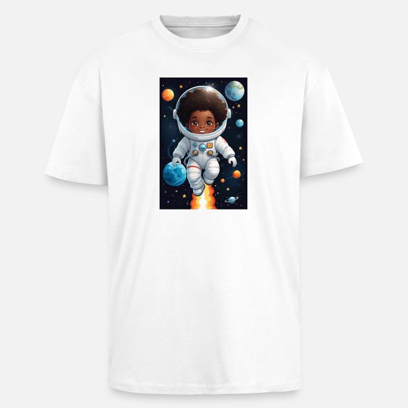 Visage d’enfant aventurier de l’espace - T-shirt unisexe oversize épais - blanc