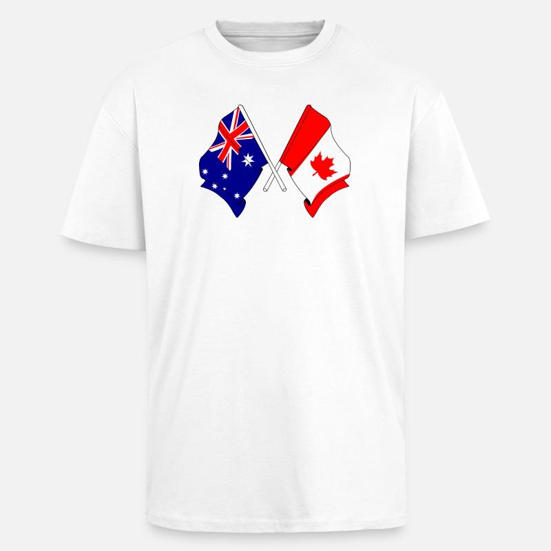 Drapeau de l’Australie et du Canada - T-shirt unisexe oversize épais - blanc